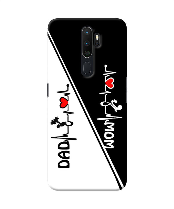 Mom Dad Heart Line Black And White Oppo A5 2020 / A9 2020 Back Cover