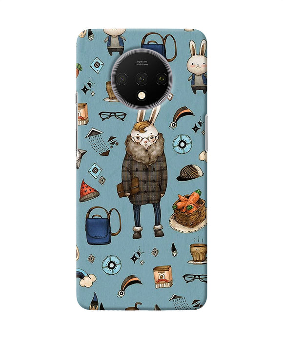 Canvas Rabbit Print Oneplus 7t Back Cover