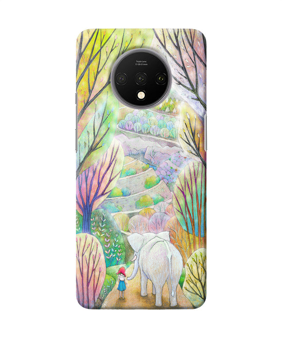 Natual Elephant Girl Oneplus 7t Back Cover
