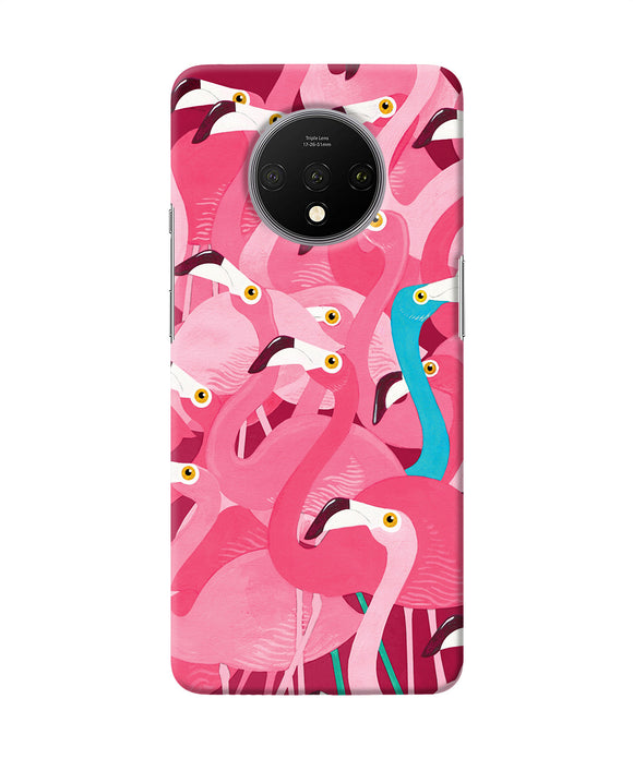 Abstract Sheer Bird Pink Print Oneplus 7t Back Cover