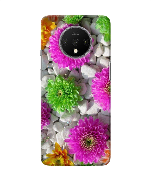 Natural Flower Stones Oneplus 7t Back Cover
