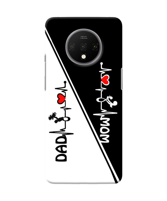 Mom Dad Heart Line Black And White Oneplus 7t Back Cover