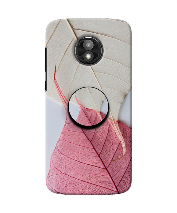 White Pink Leaf Moto E5 Play Pop Case