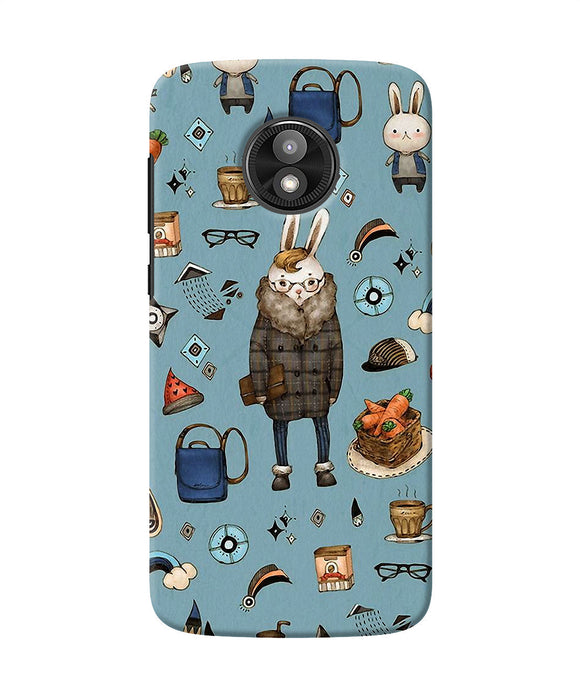 Canvas Rabbit Print Moto E5 Play Back Cover