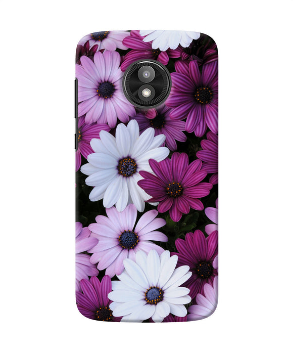 White Violet Flowers Moto E5 Play Back Cover