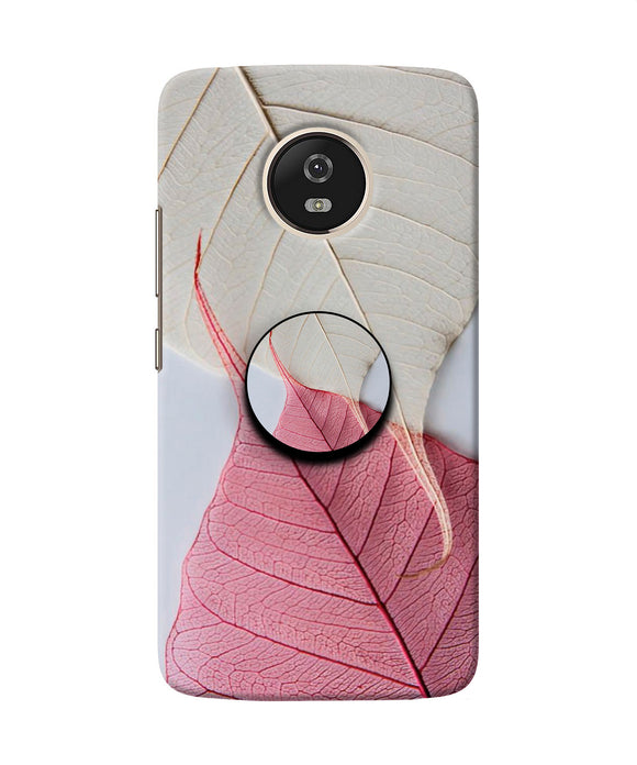 White Pink Leaf Moto G5 Pop Case