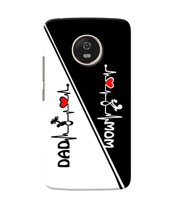 Mom Dad Heart Line Black And White Moto G5 Back Cover