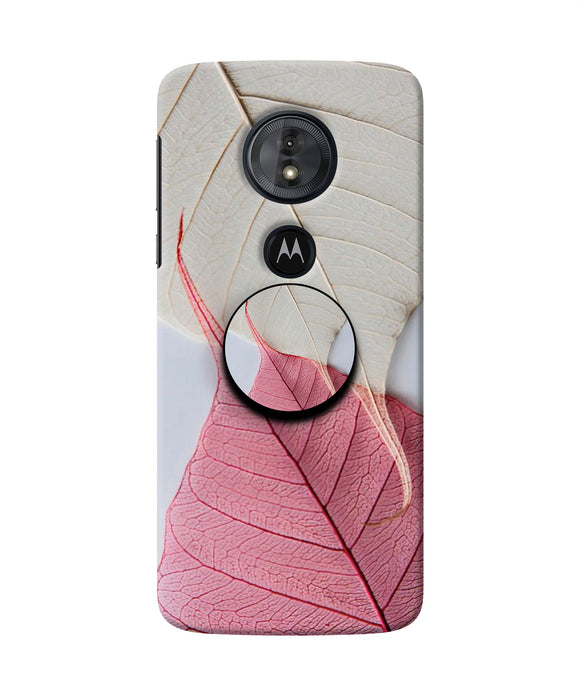 White Pink Leaf Moto G6 Play Pop Case