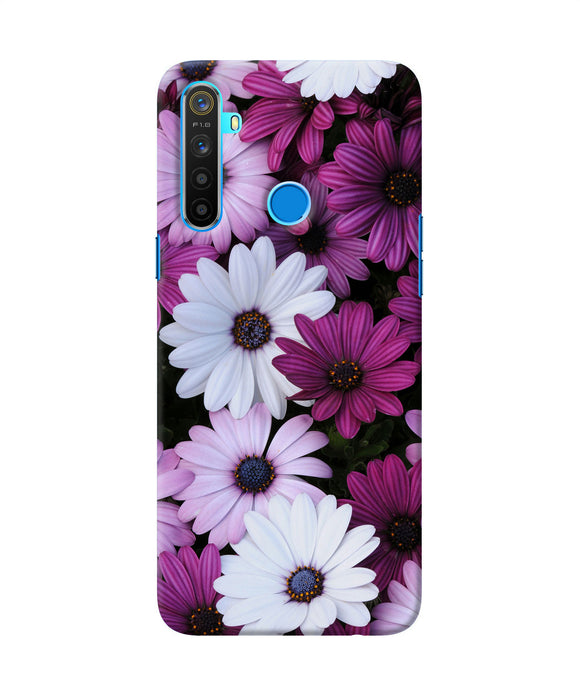 White Violet Flowers Realme 5 / 5i / 5s Back Cover