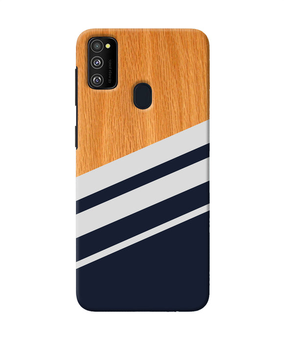 Black And White Wooden Samsung M30s Back Cover - Main Image
