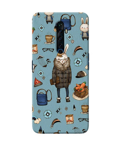 Canvas Rabbit Print Oppo Reno2 Z Back Cover