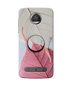 White Pink Leaf Moto Z2 Play Pop Case