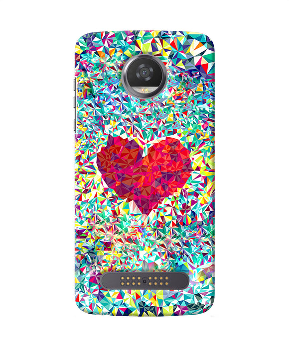 Red Heart Print Moto Z2 Play Back Cover