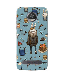 Canvas Rabbit Print Moto Z2 Play Back Cover