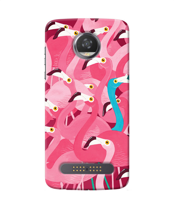 Abstract Sheer Bird Pink Print Moto Z2 Play Back Cover