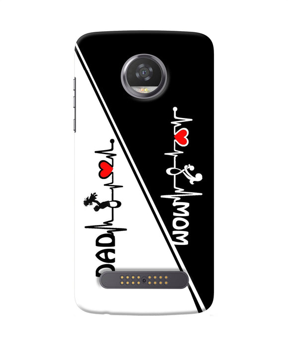 Mom Dad Heart Line Black And White Moto Z2 Play Back Cover