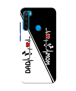 Mom Dad Heart Line Black And White Redmi Note 8 Back Cover