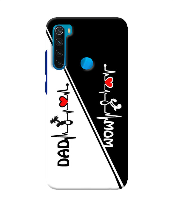 Mom Dad Heart Line Black And White Redmi Note 8 Back Cover