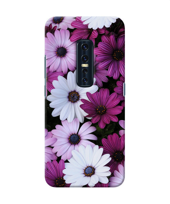 White Violet Flowers Vivo V17 Pro Back Cover