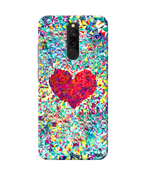 Red Heart Print Redmi 8 Back Cover