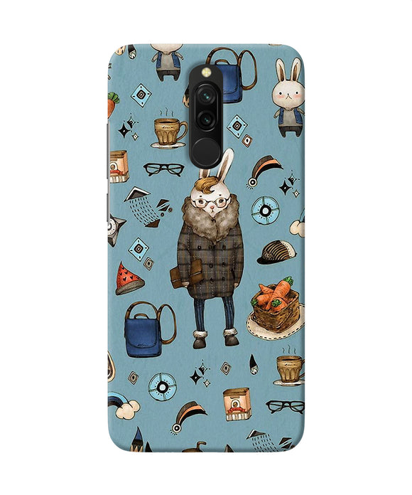 Canvas Rabbit Print Redmi 8 Back Cover