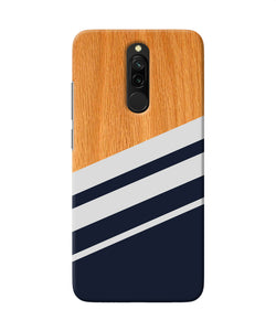 Black And White Wooden Redmi 8 Back Cover