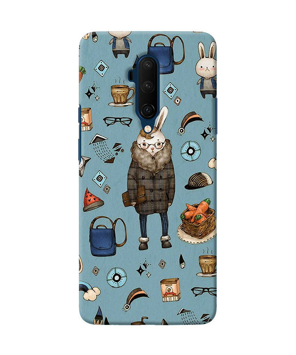 Canvas Rabbit Print Oneplus 7t Pro Back Cover