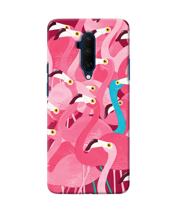 Abstract Sheer Bird Pink Print Oneplus 7t Pro Back Cover