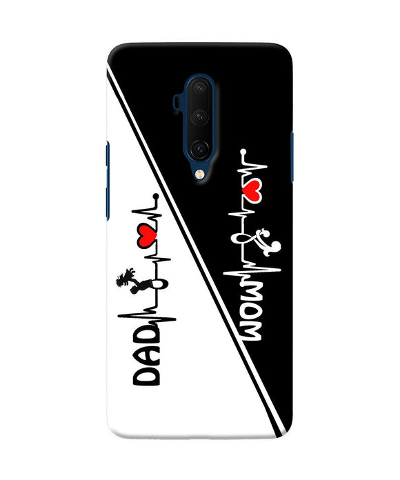 Mom Dad Heart Line Black And White Oneplus 7t Pro Back Cover