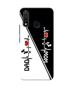 Mom Dad Heart Line Black And White Vivo Y19 / U20 Back Cover