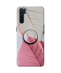 White Pink Leaf Oppo F15 Pop Case