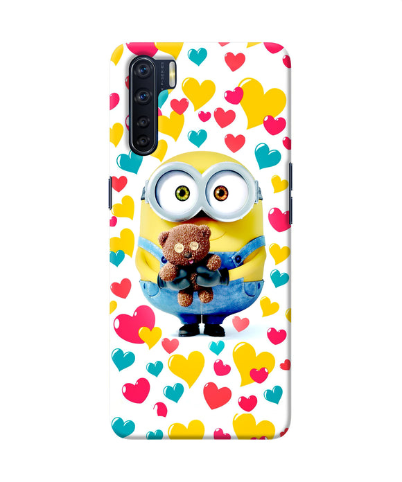 Minion Teddy Hearts Oppo F15 Back Cover