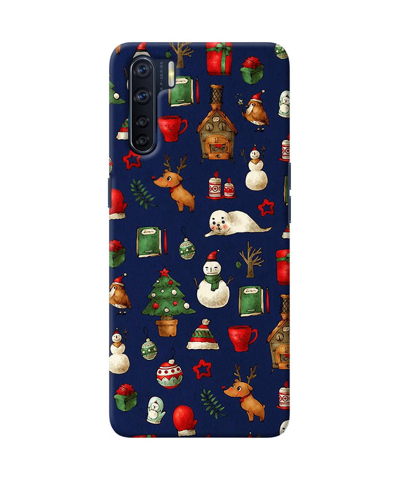 Canvas Christmas Print Oppo F15 Back Cover
