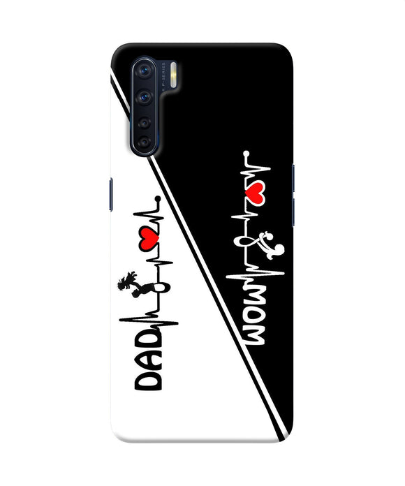 Mom Dad Heart Line Black And White Oppo F15 Back Cover
