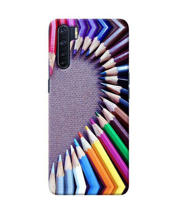 Color Pencil Half Heart Oppo F15 Back Cover