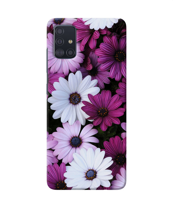 White Violet Flowers Samsung A51 Back Cover