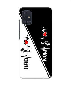 Mom Dad Heart Line Black And White Samsung A51 Back Cover