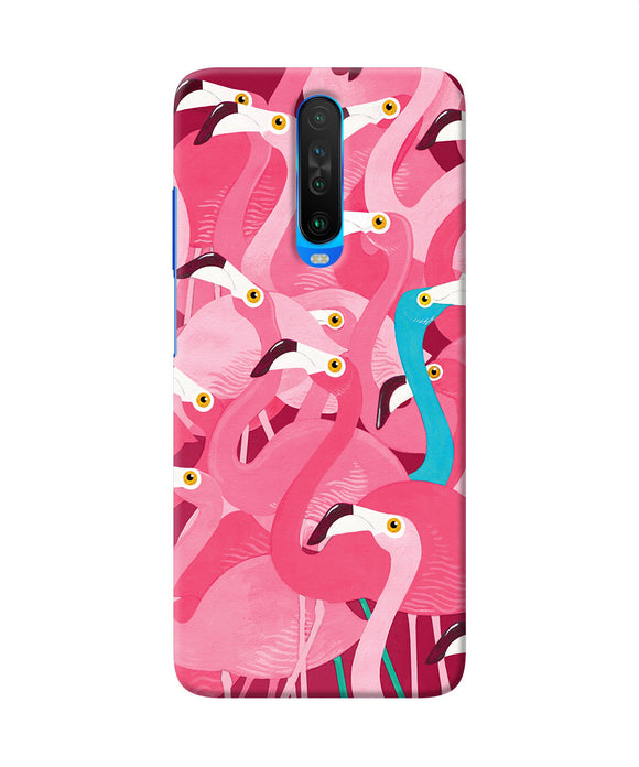 Abstract Sheer Bird Pink Print Poco X2 Back Cover