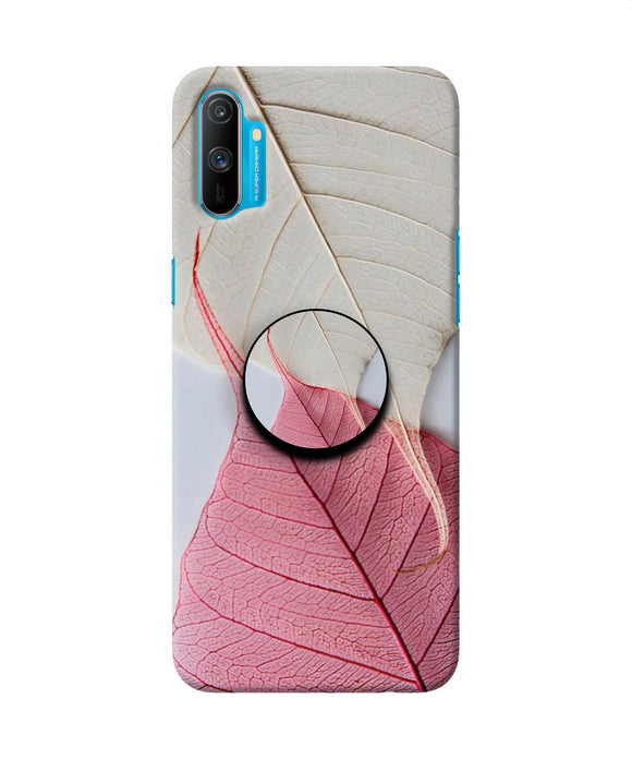 White Pink Leaf Realme C3 Pop Case