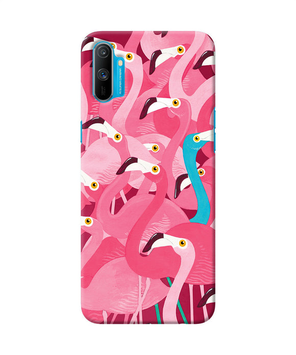 Abstract Sheer Bird Pink Print Realme C3 Back Cover