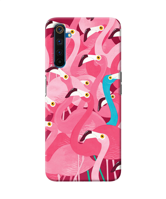 Abstract Sheer Bird Pink Print Realme 6 Pro Back Cover