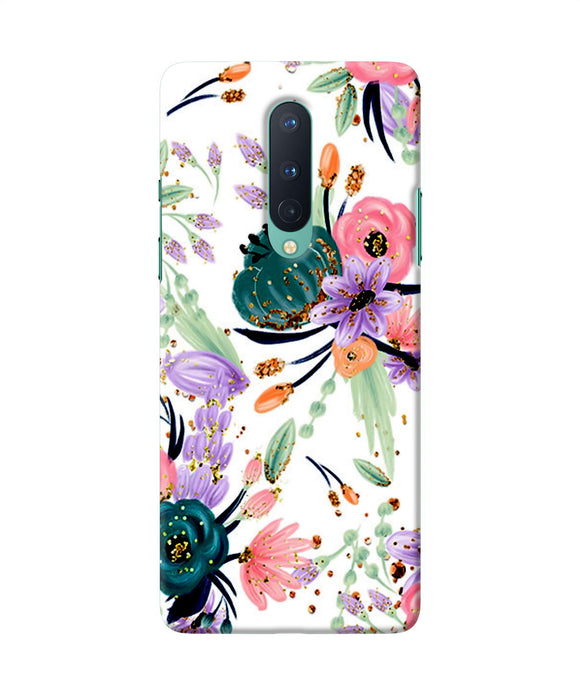 Abstract Flowers Print Oneplus 8 Back Cover