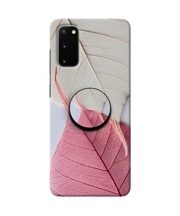 White Pink Leaf Samsung S20 Pop Case