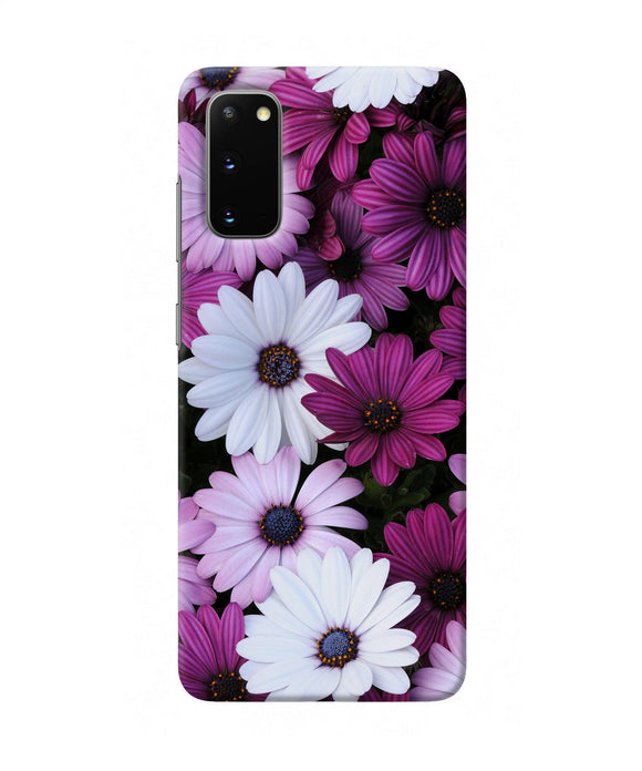 White Violet Flowers Samsung S20 Back Cover