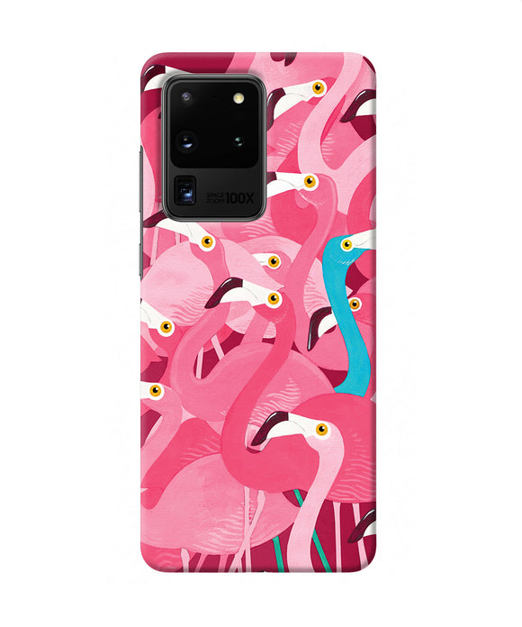 Abstract Sheer Bird Pink Print Samsung S20 Ultra Back Cover