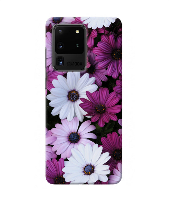 White Violet Flowers Samsung S20 Ultra Back Cover