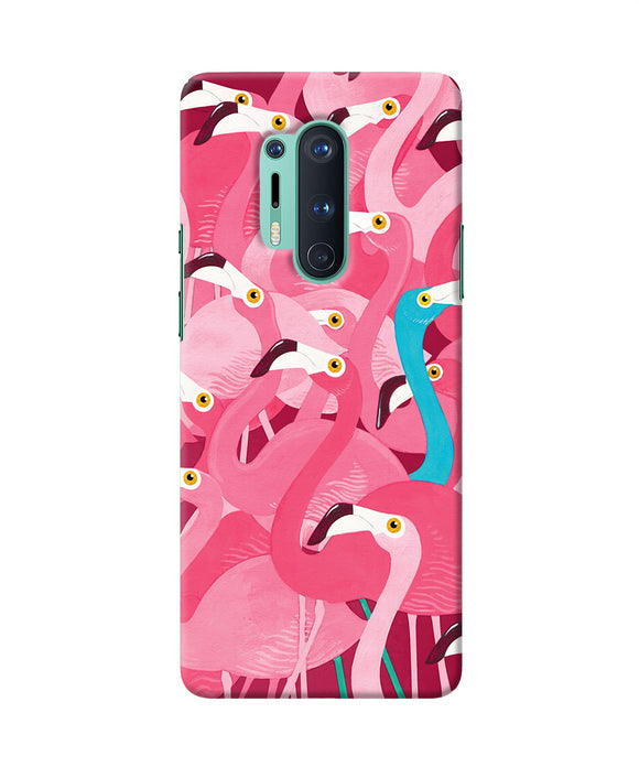 Abstract Sheer Bird Pink Print Oneplus 8 Pro Back Cover