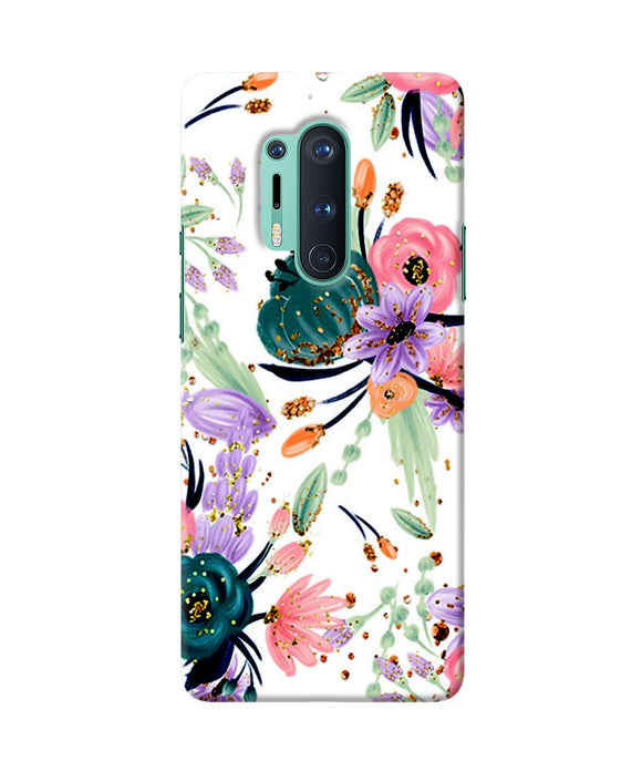 Abstract Flowers Print Oneplus 8 Pro Back Cover