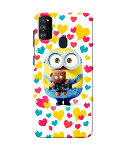 Minion Teddy Hearts Samsung M21 Back Cover