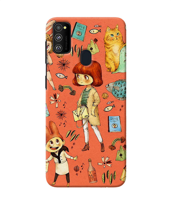 Canvas Little Girl Print Samsung M21 Back Cover